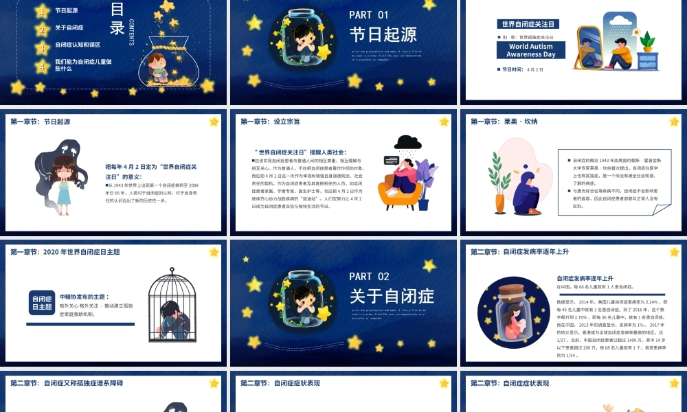 关爱自闭症关心儿童身心健康宣传PPT课件（带内容）.ppt