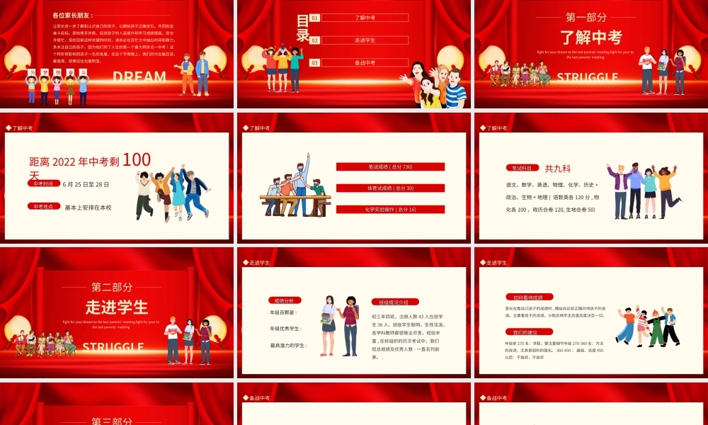 中考百日誓师为梦想奋斗到最后家长会PPT课件（带内容）.ppt