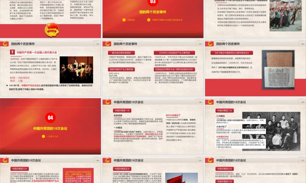 回顾庆祝2022年共青团建团100周年团史团课课件PPT.pptx