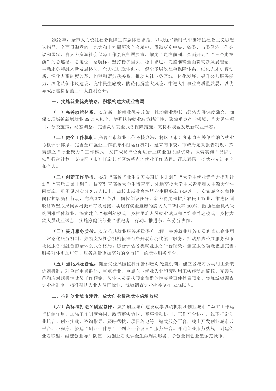 2022年全人力资源社会保障工作要点.docx_第1页