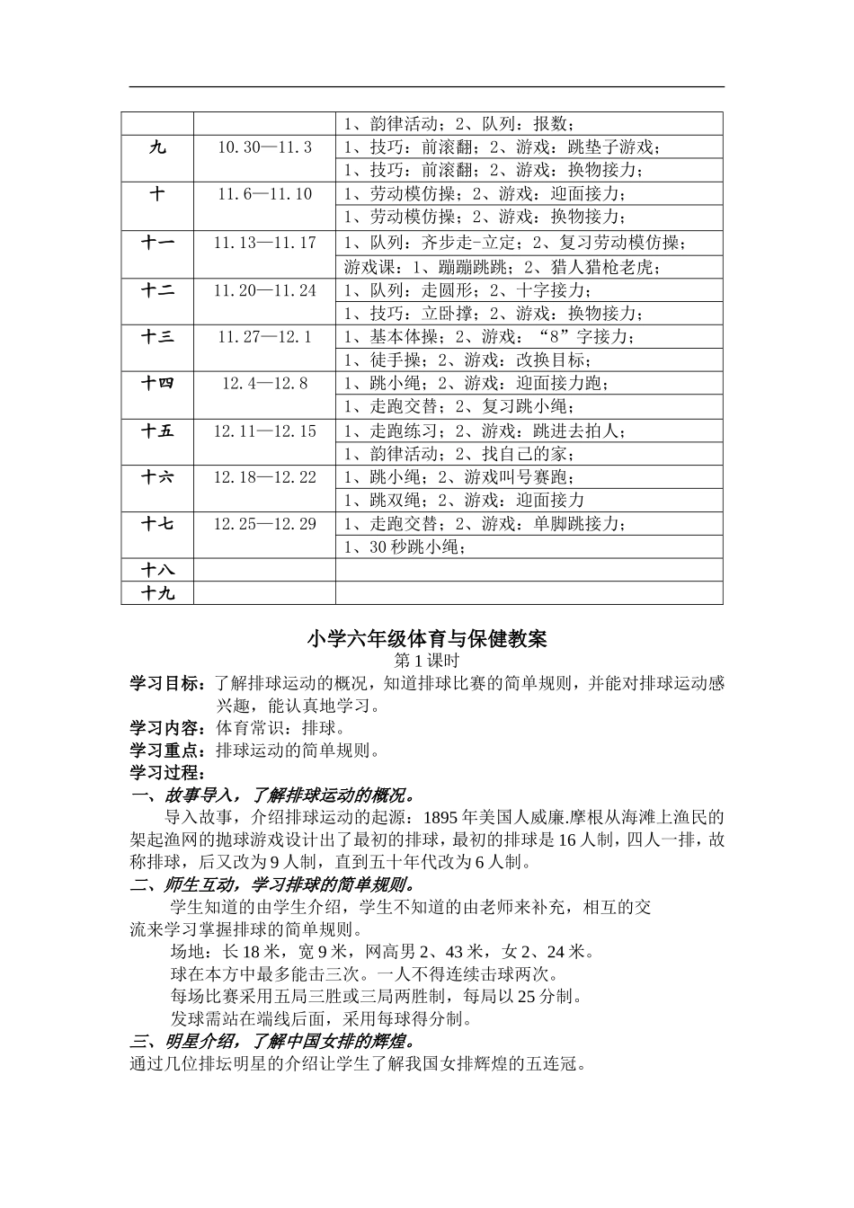小学六年级体育教案(游戏多).doc_第2页