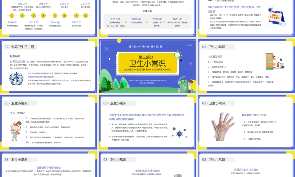 蓝色卡通风世界卫生纪念日知识介绍PPT模板.pptx