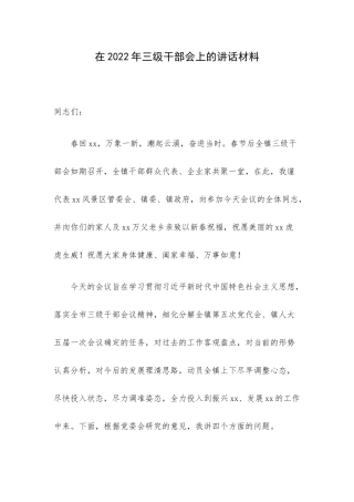 在2022年三级干部会上的讲话材料.docx