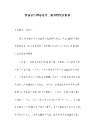 在宣读任职命令会上的表态发言材料.docx