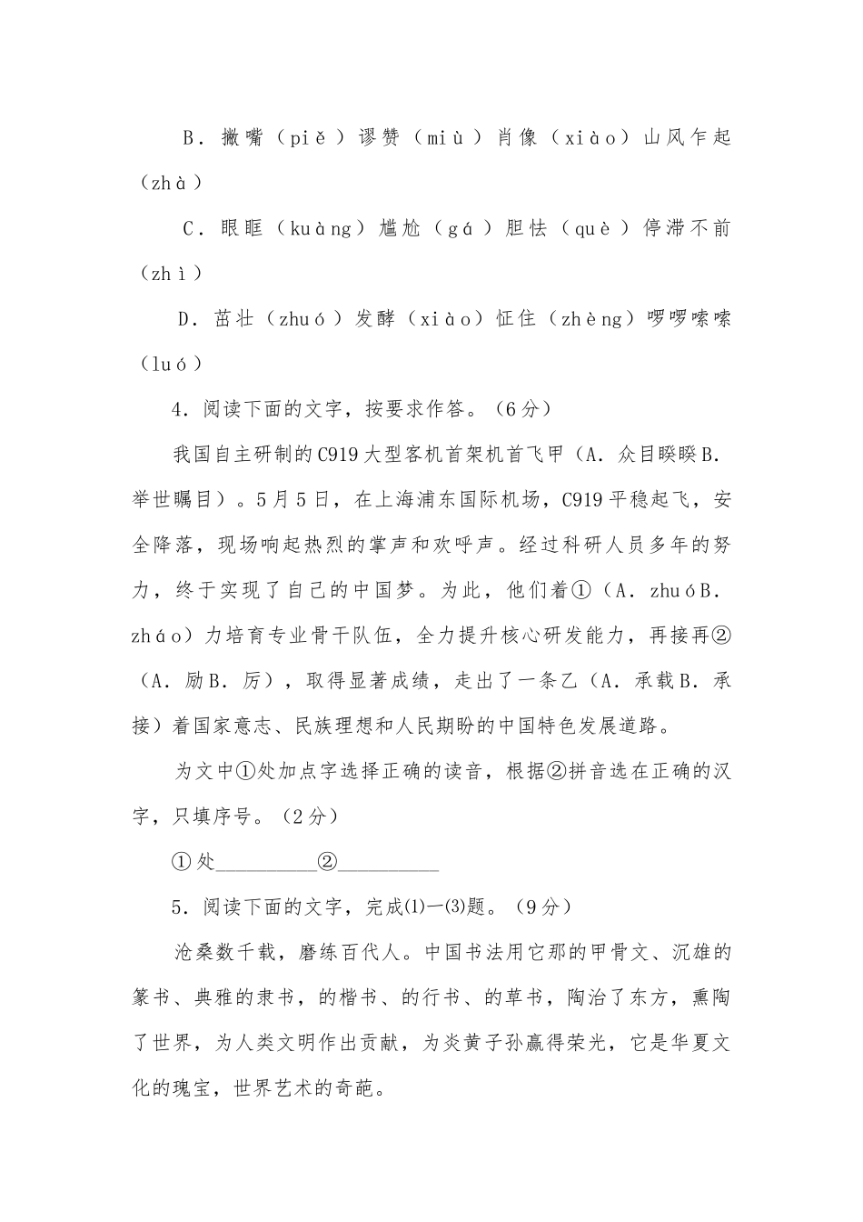 中考语文专题复习字音字形部编人教版九年级上册.docx_第2页