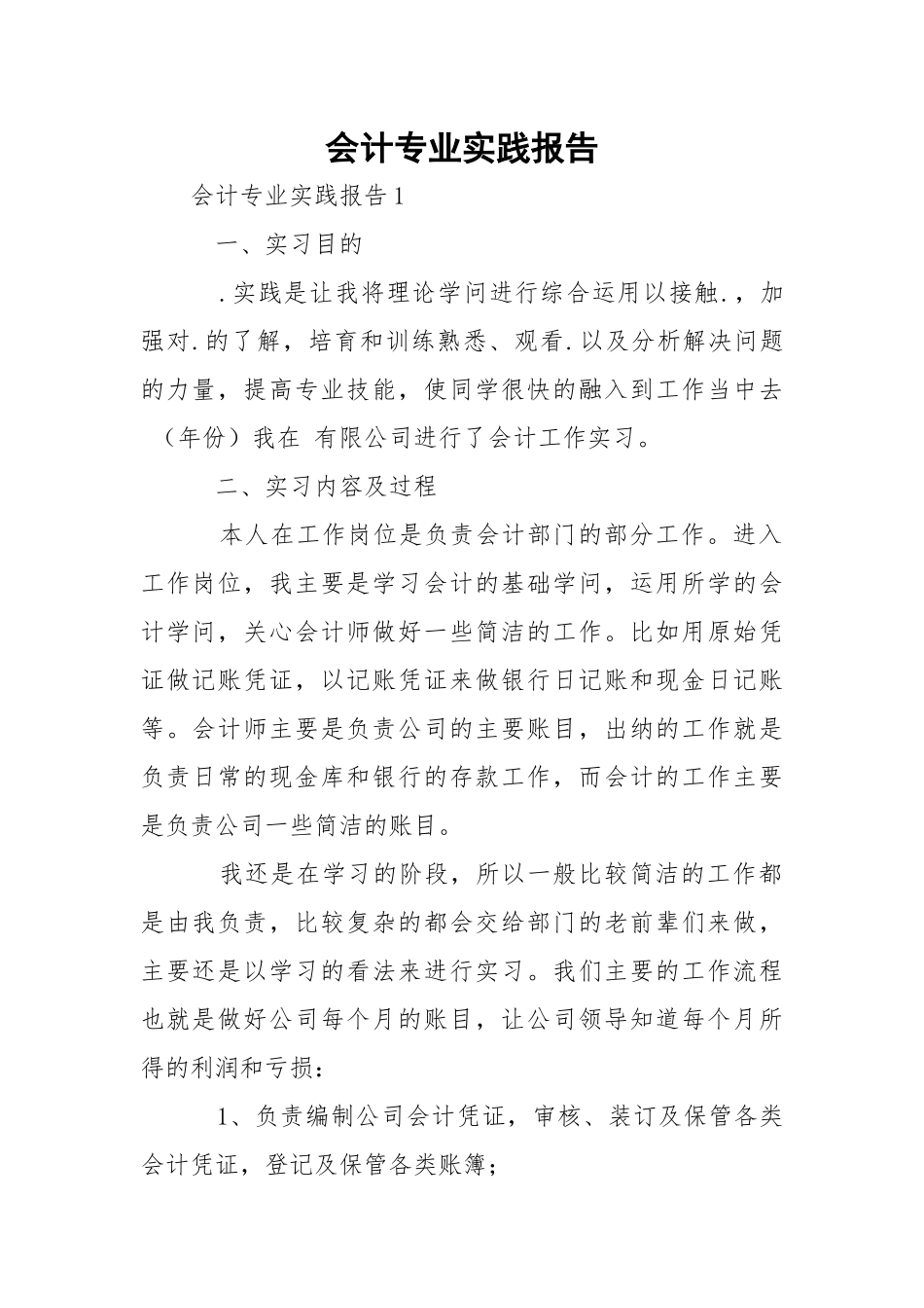 会计专业实践报告_1.docx_第1页