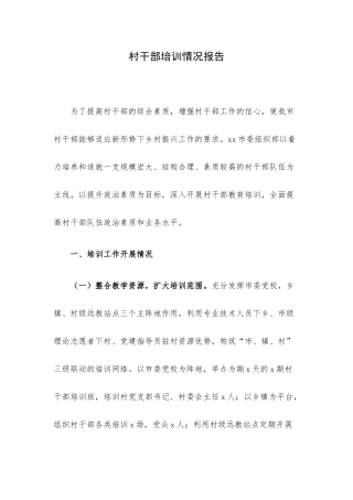 村干部培训情况报告.docx