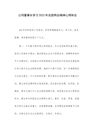 公司董事长学习2022年全国两会精神心得体会.docx