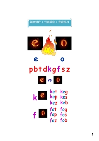 自然拼读-辅音组合+元音单音+发音练习教案.doc