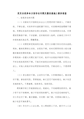 党员自我革命方面存在问题及整改措施2篇供借鉴.docx
