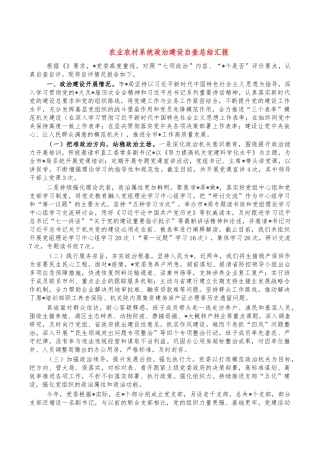 农业农村系统政治建设自查总结汇报.docx
