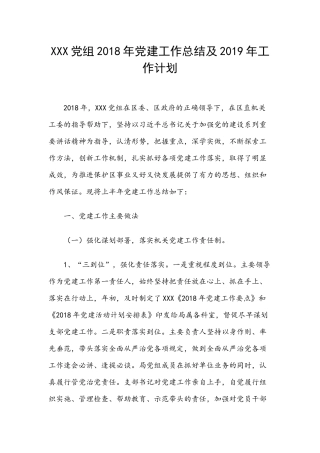 X党组202×年党建工作总结及202×年工作计划.docx
