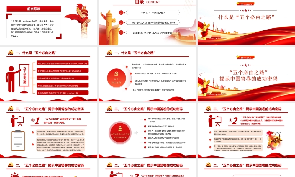 2022两会“五个必由之路”揭示中国答卷的成功密码PPT课件（带内容）.ppt