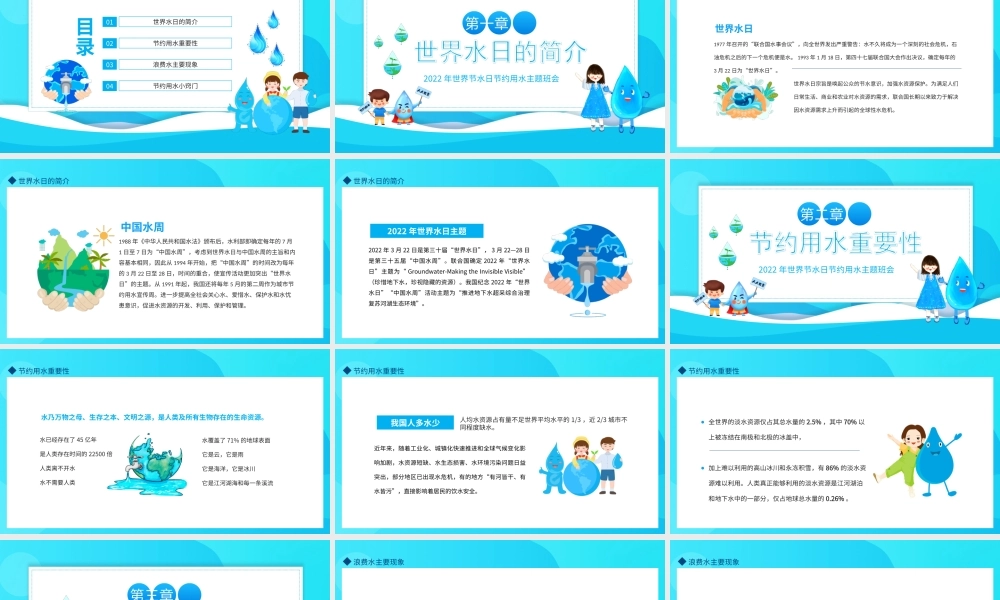 2022年世界水日中国水周主题班会保护水资源PPT课件（带内容）.ppt