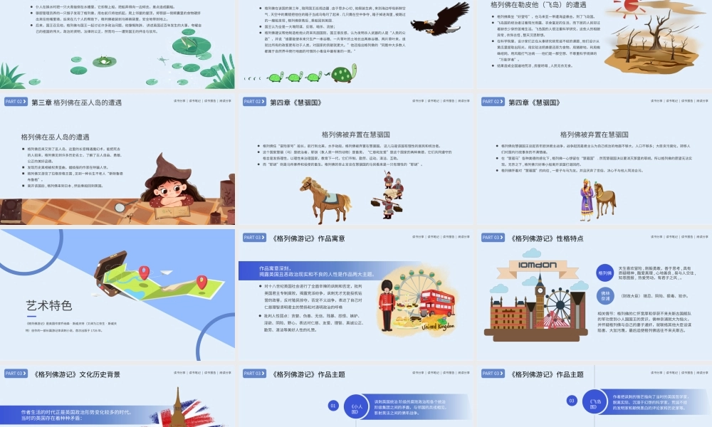 格列佛游记读书笔记读书分享PPT模板.pptx