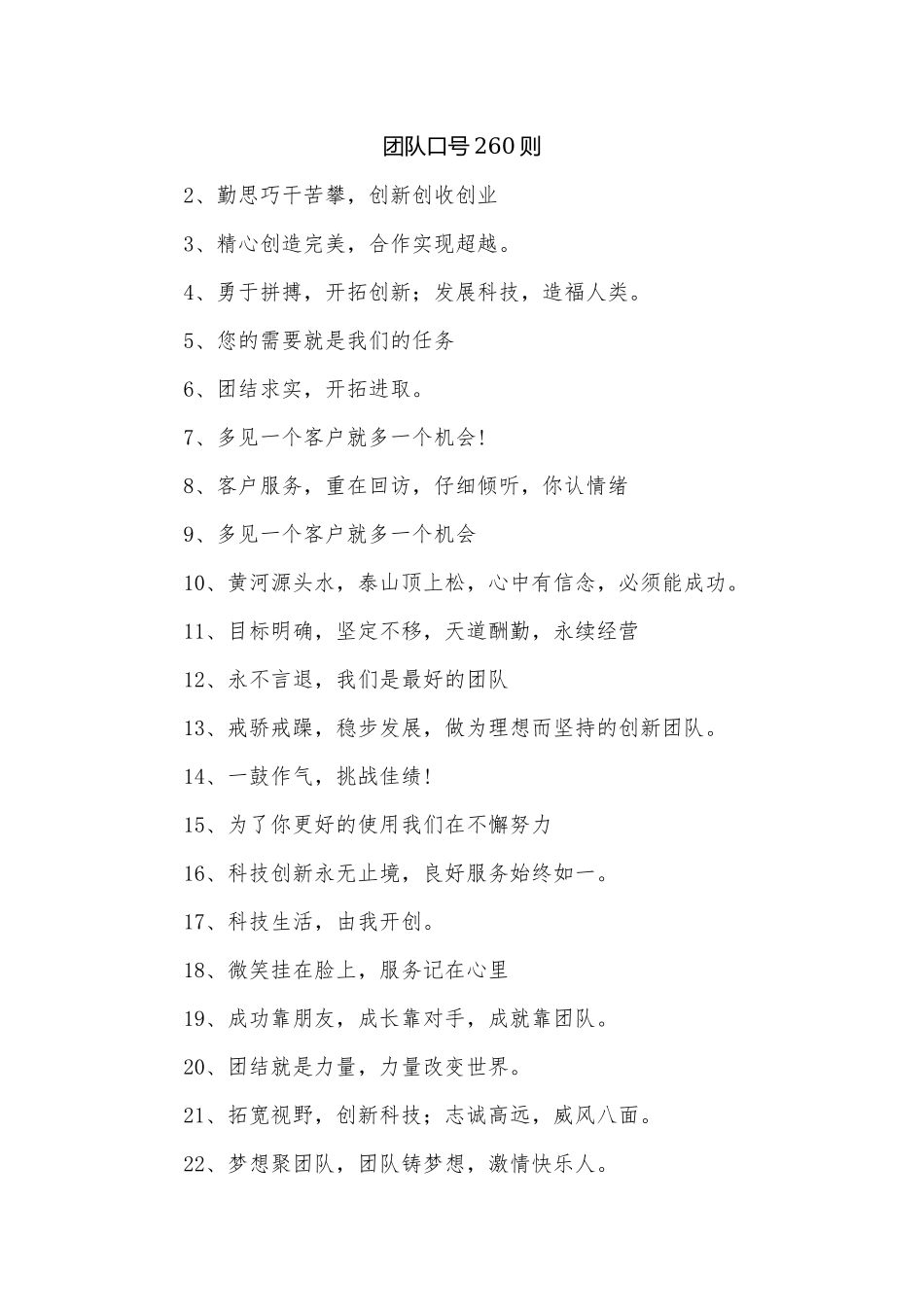 团队口号260则.docx_第1页