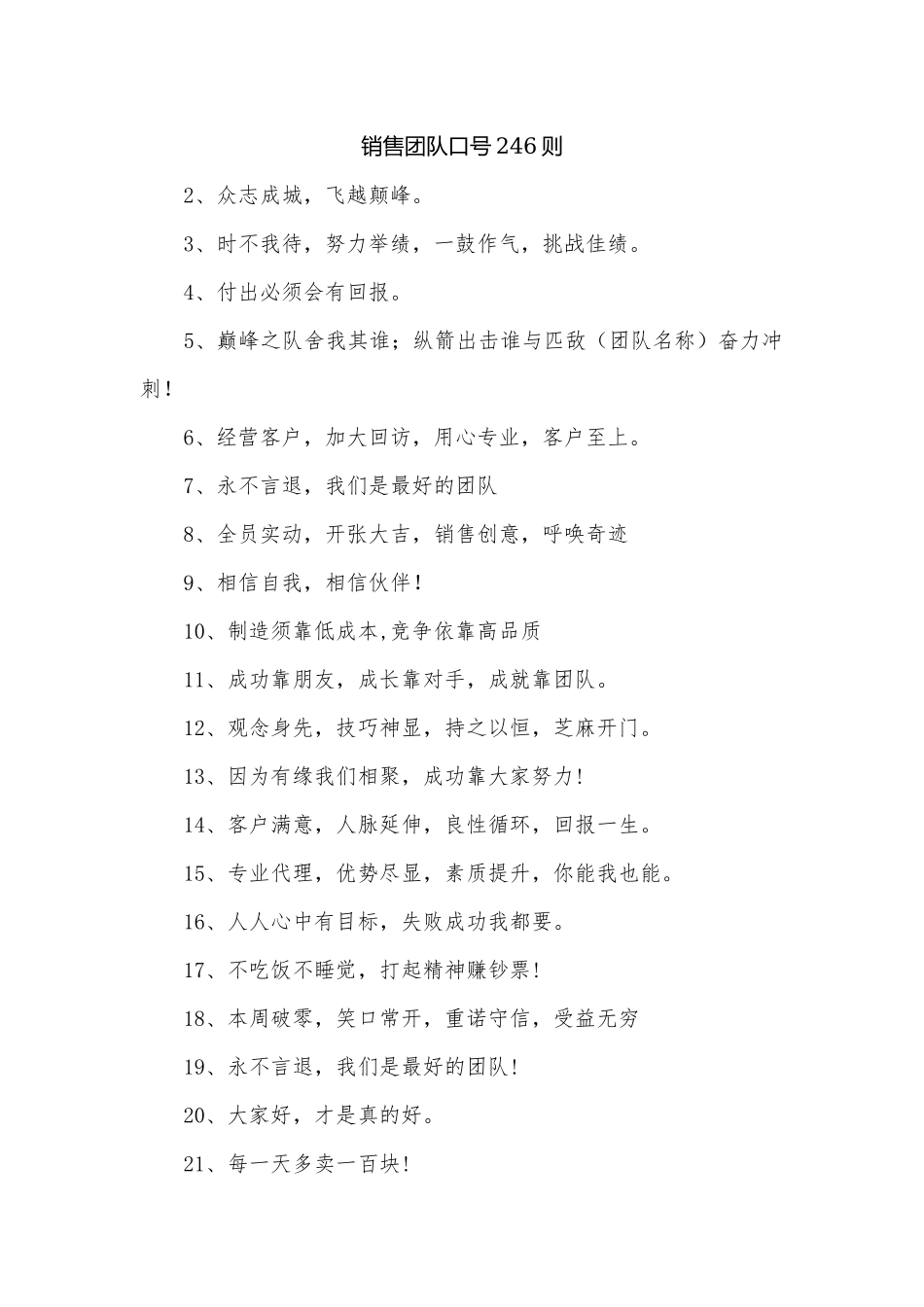 销售团队口号246则.docx_第1页