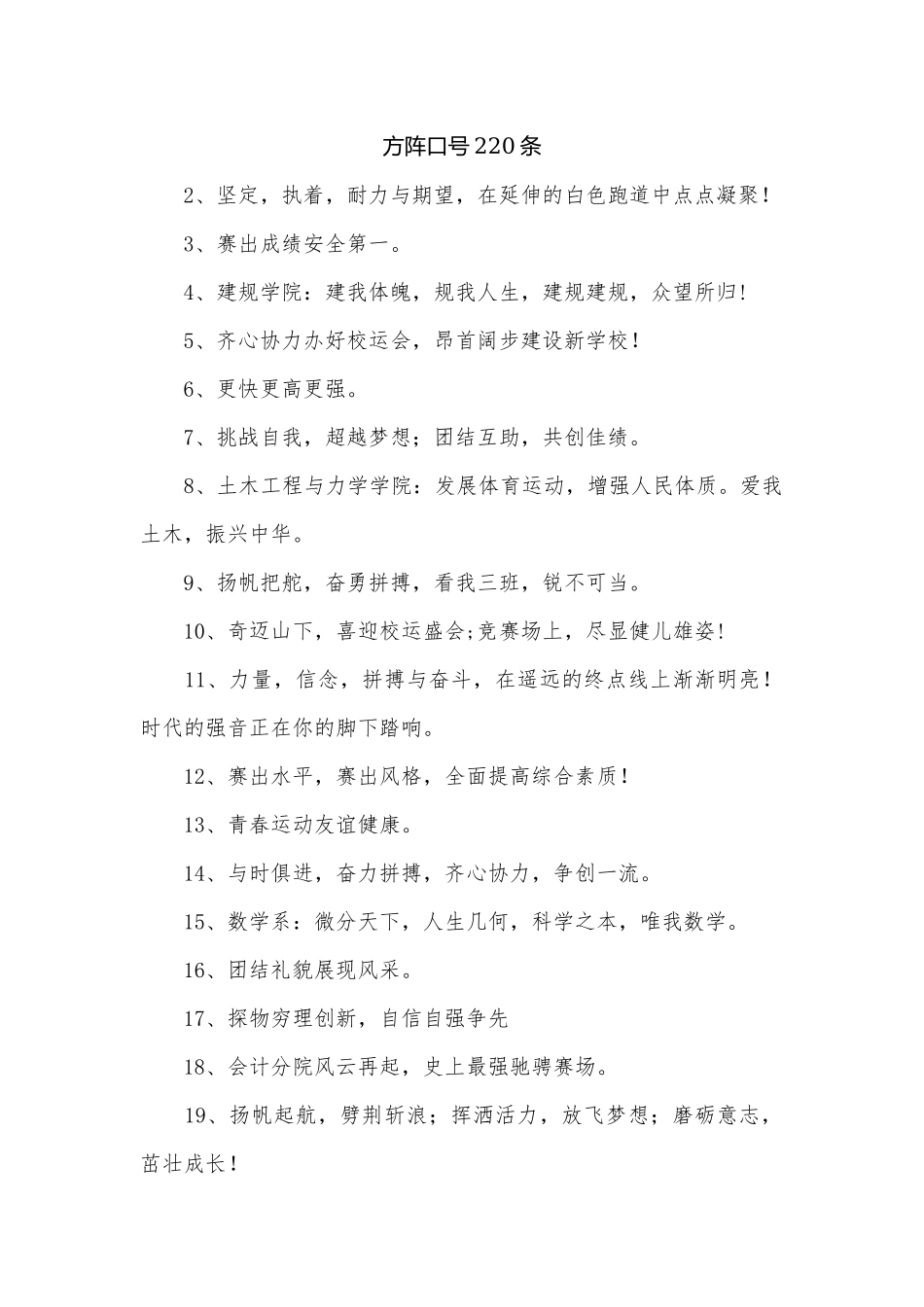 方阵口号220条.docx_第1页