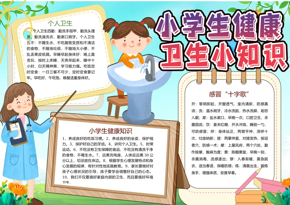 小学生健康卫生小知识手抄报小报.docx_第1页