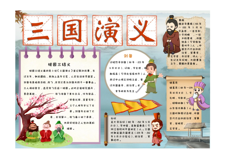 小学生卡通手绘古风三国演义手抄报小报彩色文字图.pdf_第1页