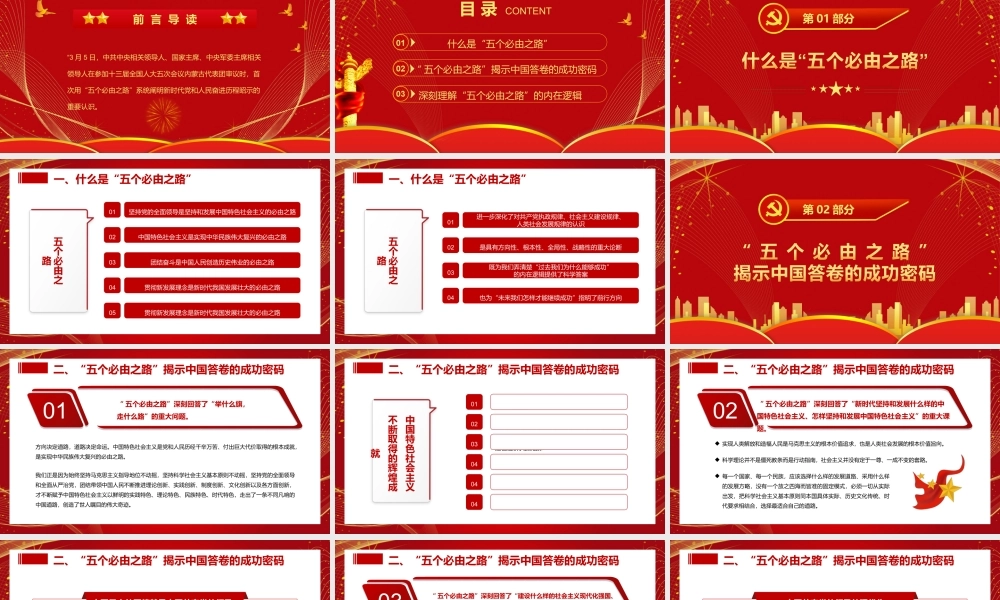 2022两会“五个必由之路”揭示中国答卷的成功密码PPT课件（带内容）.ppt