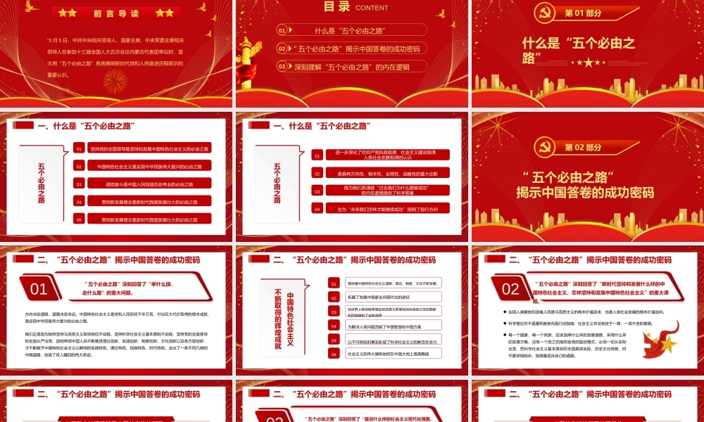 2022两会“五个必由之路”揭示中国答卷的成功密码PPT课件（带内容）.pptx