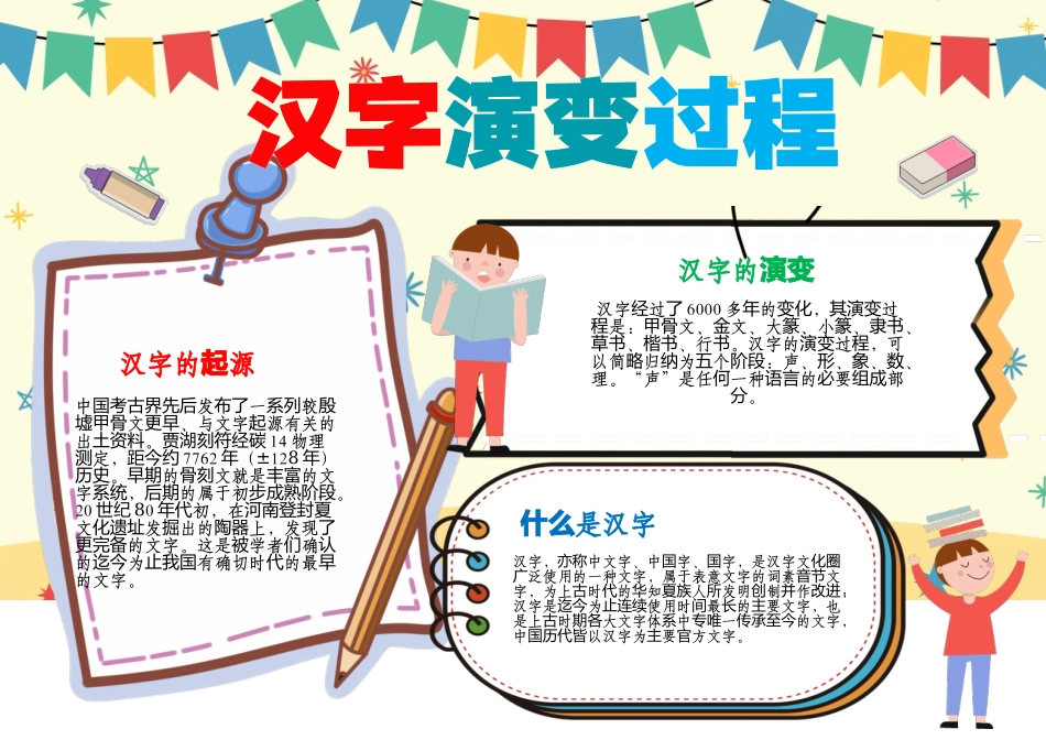汉字的演变过程手抄报汉字的起源汉字故事A4小报.docx_第1页