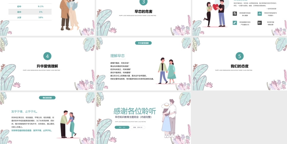 正确处理早恋男女交往早恋爱情主题班会PPT课件（带内容）.pptx