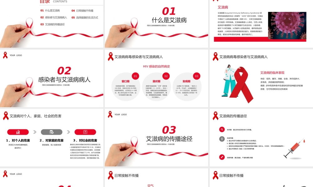 预防艾滋病HIV健康教育主题班会预防艾滋你我同行PPT课件（带内容）.pptx