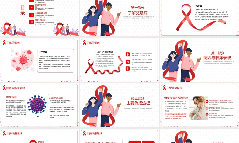 简洁关爱青少年预防艾滋病知识普及宣传PPT课件（带内容）.pptx