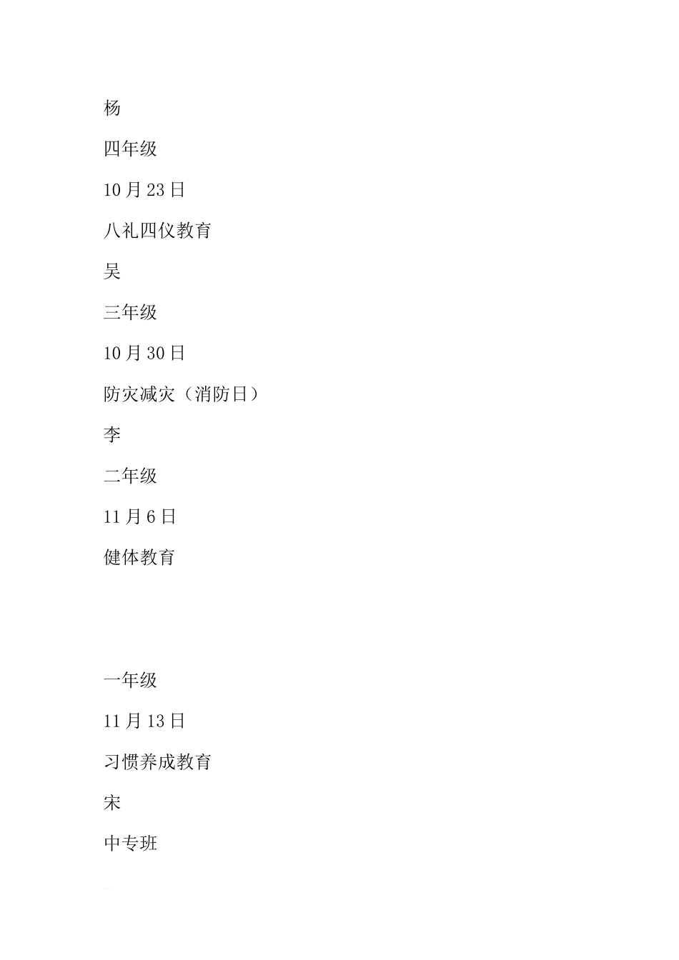 XX—2018年度第一学期国旗下讲话安排表[推荐].docx_第3页