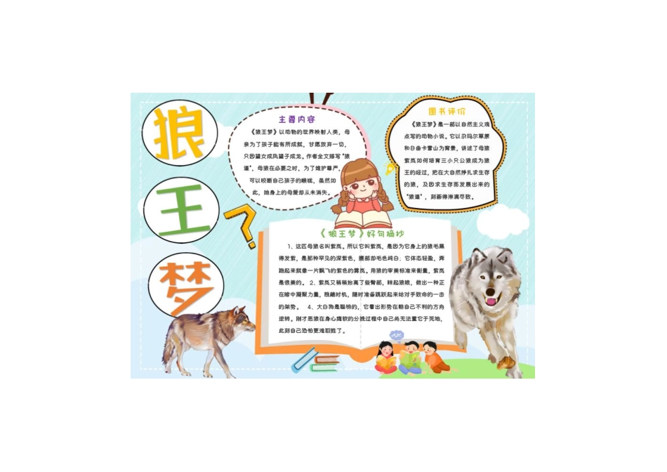 好书名著狼王梦手抄报小报彩色有字.pdf_第1页