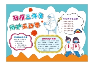防疫三件套防护五还要小报模板线描手抄报彩色有字.pdf
