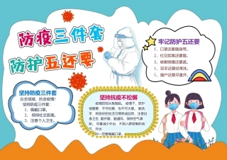 防疫三件套防护五还要小报模板线描手抄报.docx