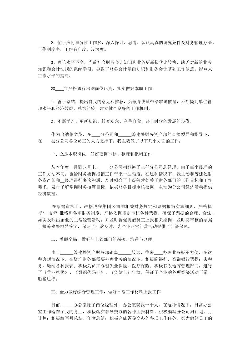 2022公司财务出纳个人工作总结模板.docx_第2页
