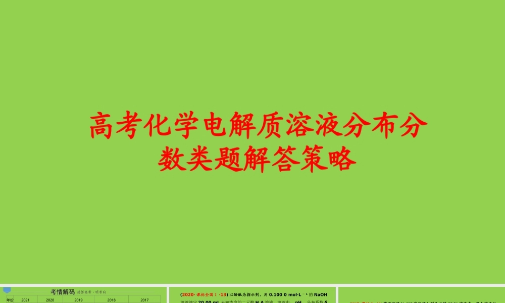 高考化学电解质溶液分布分数类题解答策略2022年3月.pptx