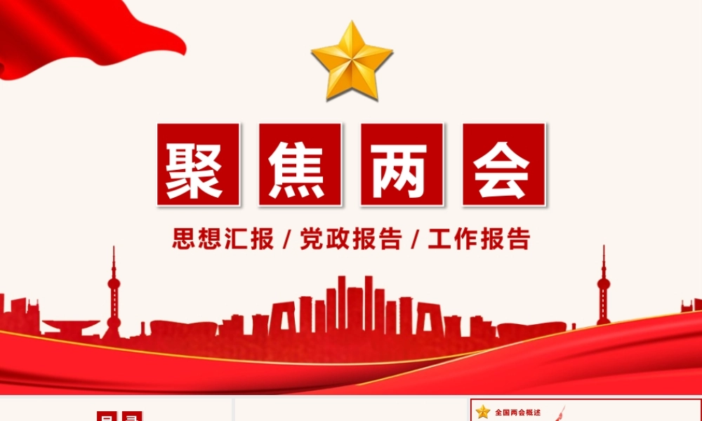 2022年聚焦两会思想汇报PPT模板.pptx