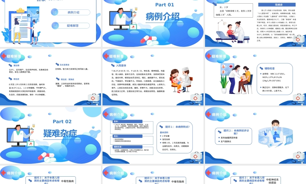 2022小儿惊厥病例分析卡通风医疗病例分析专题会议PPT课件（带内容）.pptx