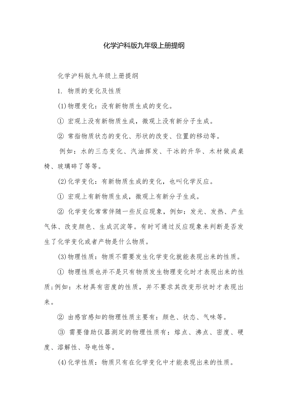 化学沪科版九年级上册提纲.docx_第1页