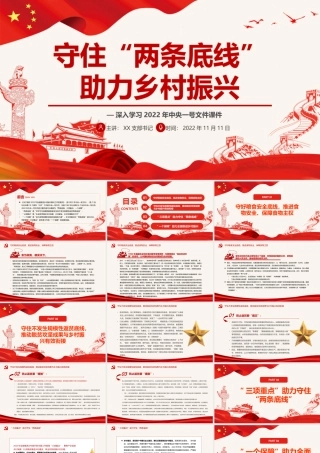 深入学习2022年中央一号文件-守住“两条底线”助力乡村振兴PPT课件（带内容）1.pptx