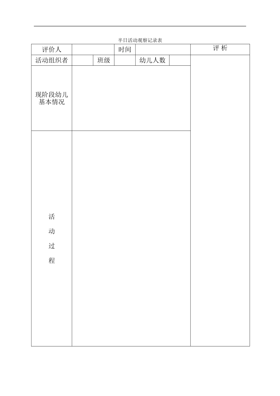幼幼教22儿园半日活动观察记录表.doc_第1页
