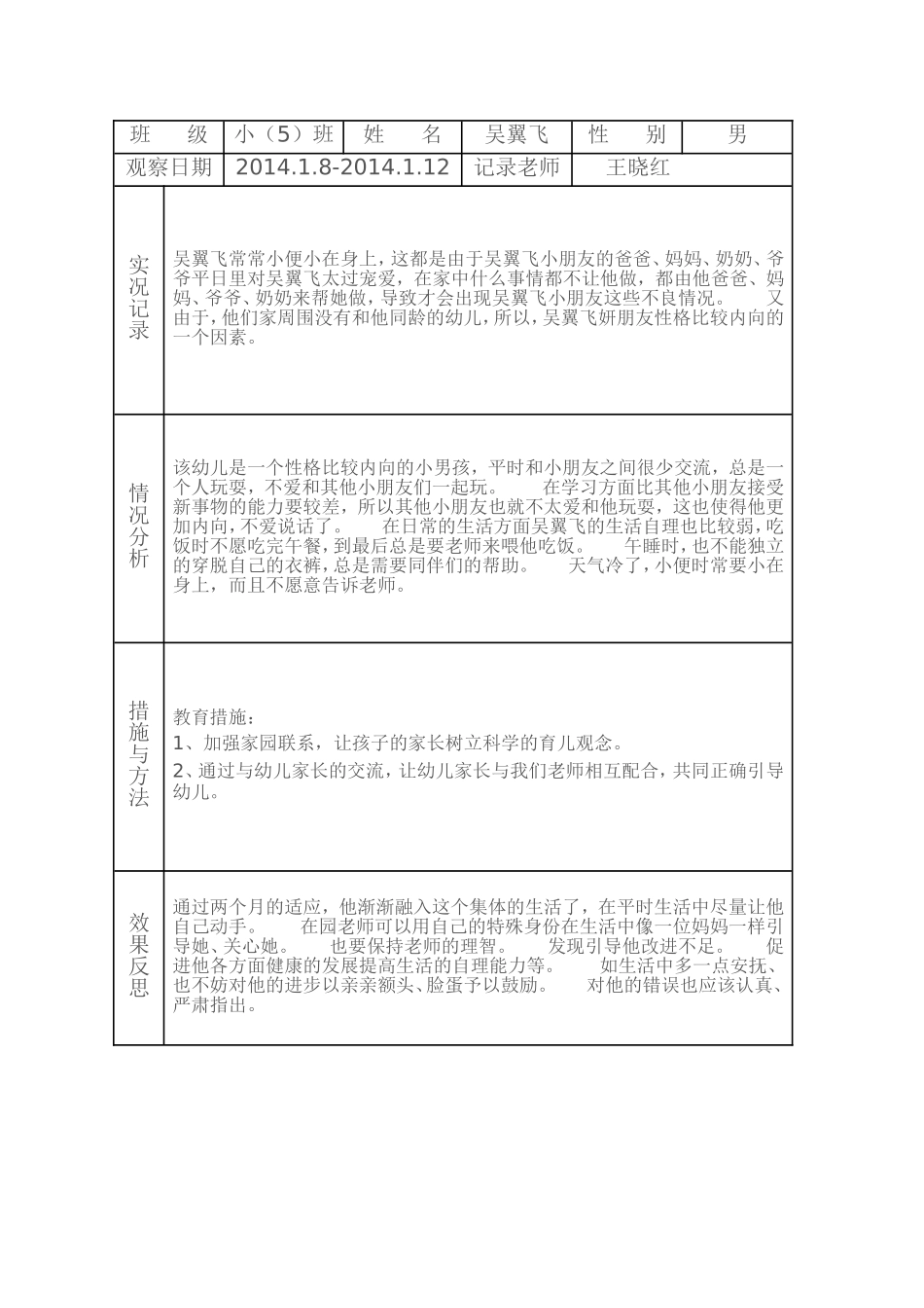 幼幼教22儿园个案跟踪观察记录表.doc_第3页