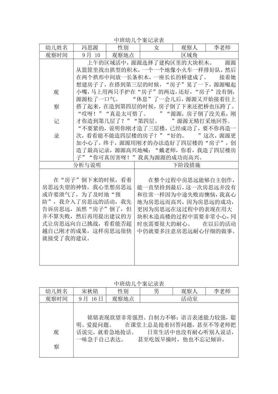 中幼教22班幼儿观察记录表 (1).doc_第1页