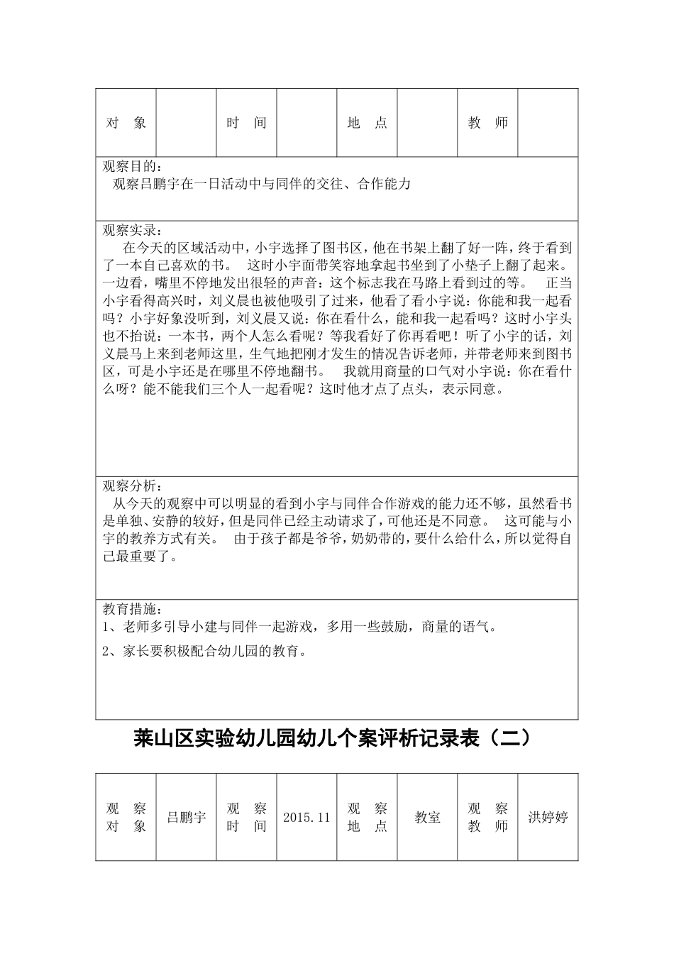 幼幼教托班儿个案观察记录表.doc_第3页