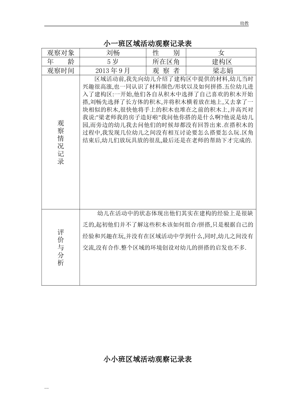 幼幼教小班儿园小班区域个案.doc_第1页