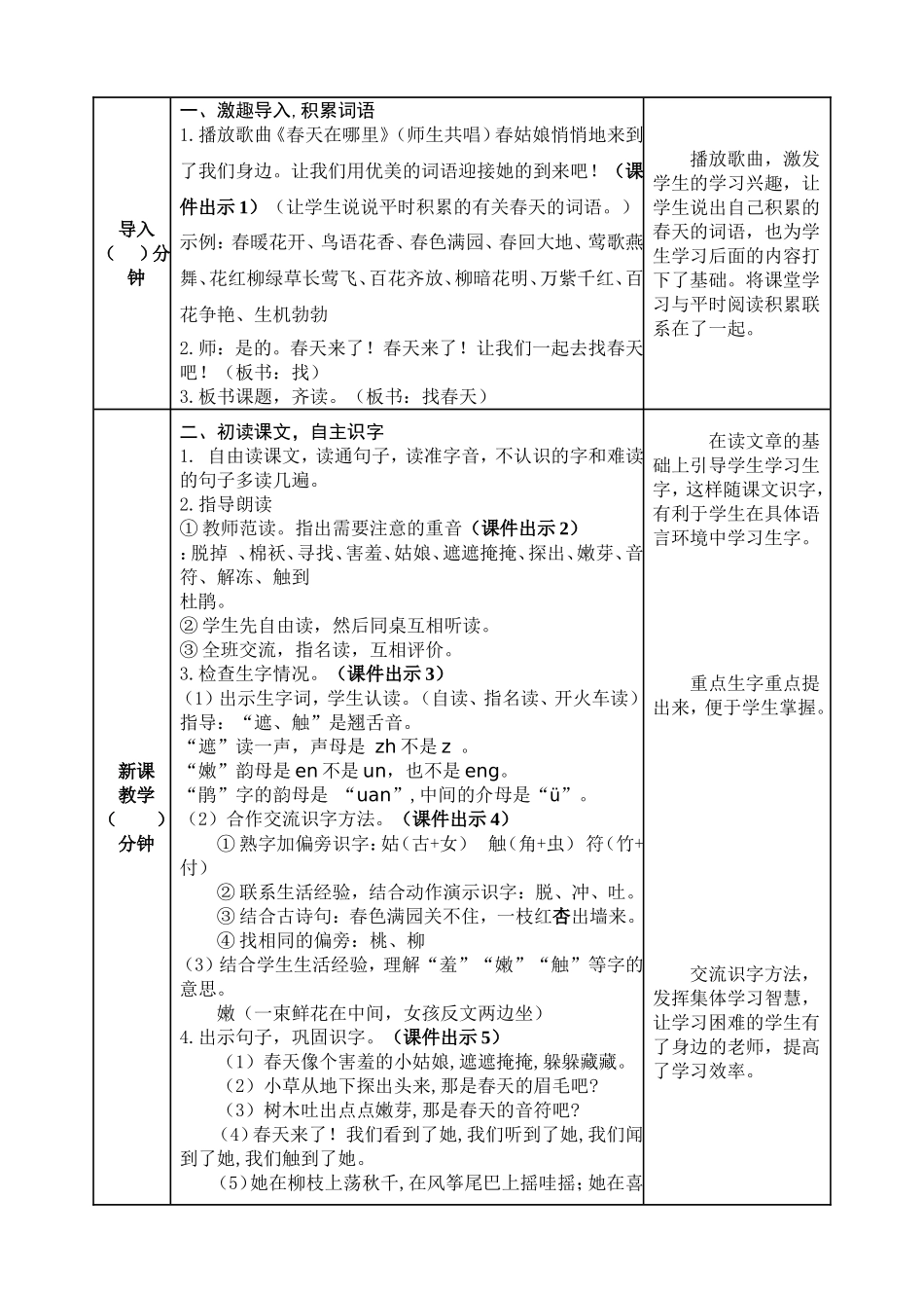 小学二年级下语文2 找春天教案.doc_第2页