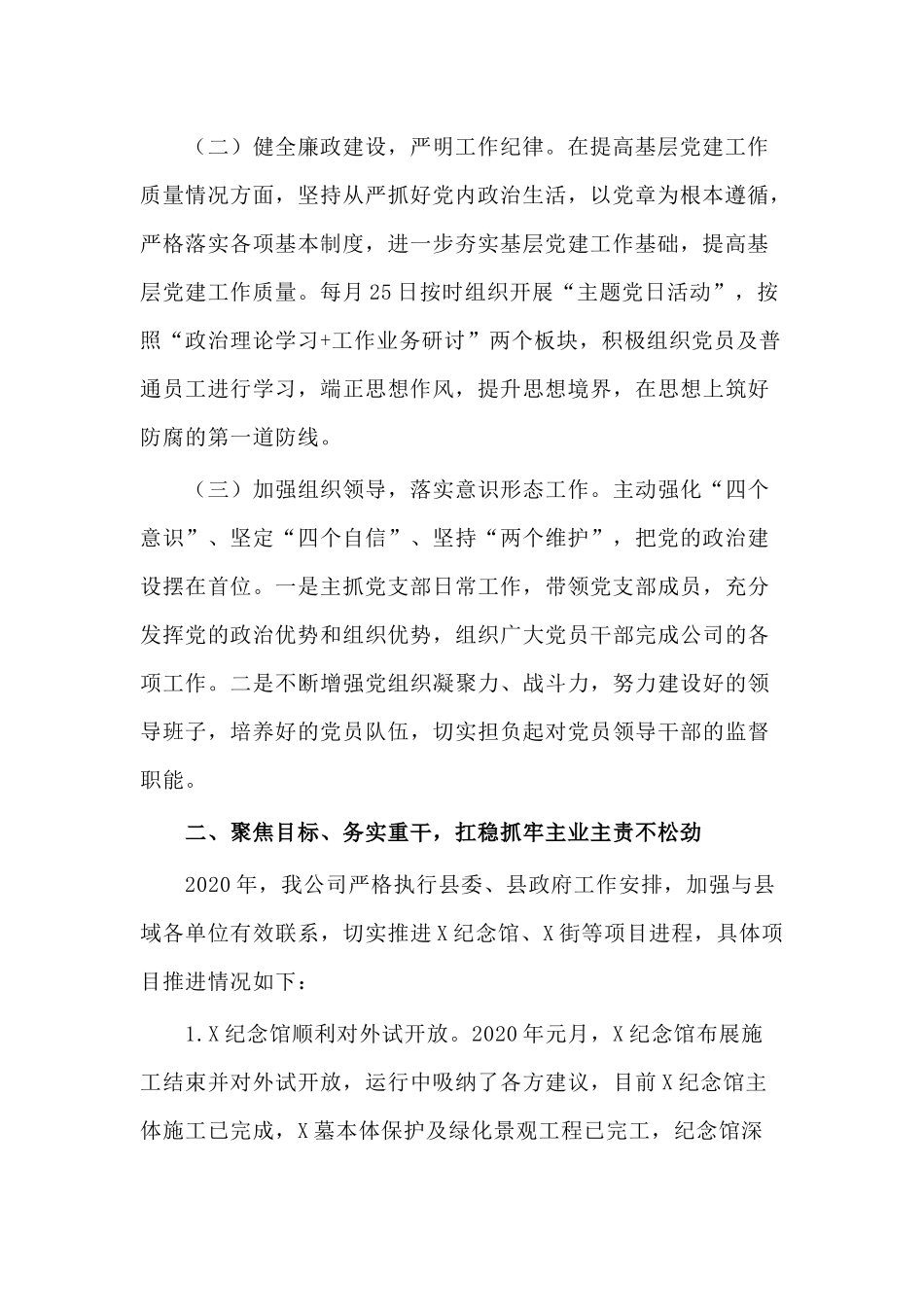 2020年某公司党支部书记董事长述职述廉报告供借鉴.docx_第2页