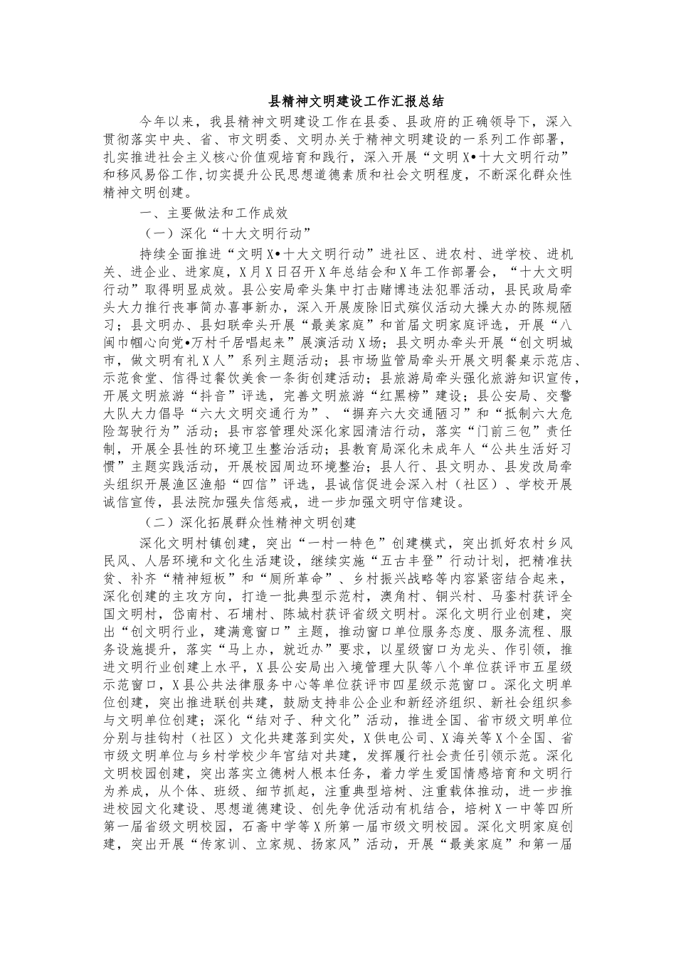 县精神文明建设工作汇报总结.docx_第1页