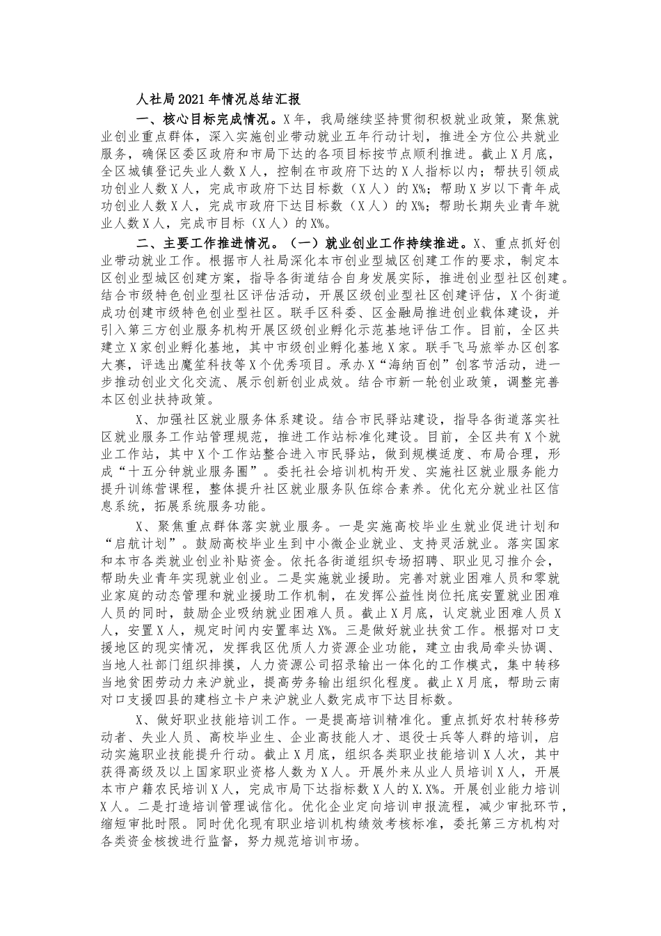 人社局2021年情况总结汇报.docx_第1页