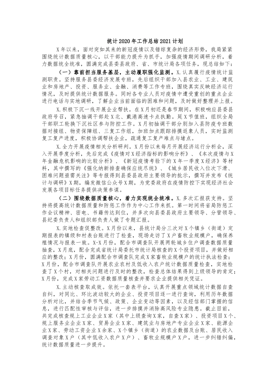 统计2020年工作总结2021计划.docx_第1页
